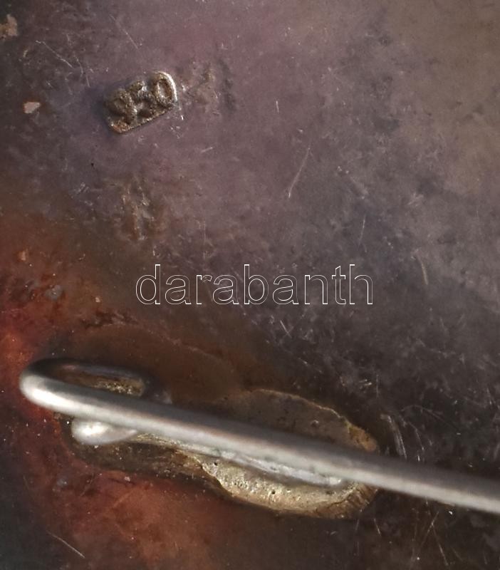 Ezüst (Ag) bross és klipszes fülbevaló, hematittal ékítve, jelzett, bruttó: 48g - Image 2