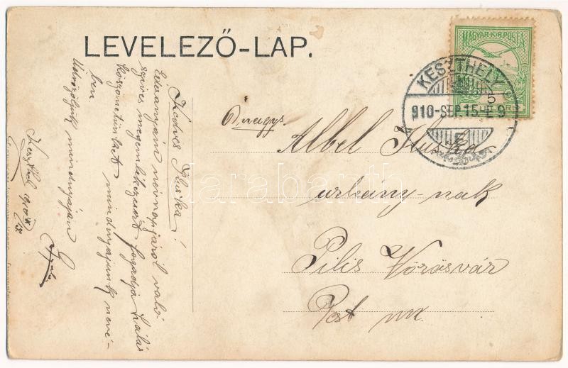 1910 Keszthely, Balatonpart. Montázs romantikus vitorlás kirándulással (fl) - Image 2