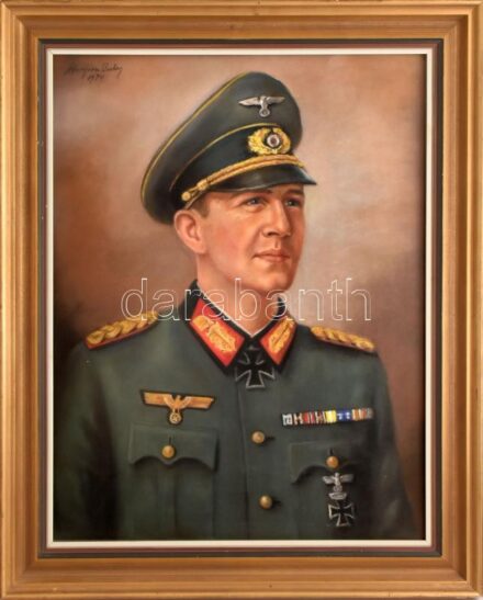 Siegfried von Waldenburg (1898-1973) Wehrmacht tábornok , a 116 páncélos hadtest parancsnoka, nagy méretű potré. Pasztell, papír jelzett. Maryrose Beadog. Üvegezett keretben, 64x50 cm Hozzá a Der Windhund, a hadtest katonáinak lapja 10 db
