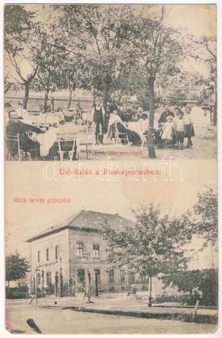 1913 Budapest XI. Kelenföld, Röck István gépgyára, Patzak féle vendéglő a Puskaporoshoz, kerthelyiség (EM)