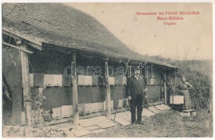1912 Militics, Rácz-MIlitics, Srpski Miletic; Bienenstand des Franz Becherer / méhészet / apiary, beekeeping farm (EB)