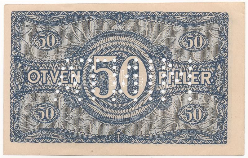 1920. 50f '01'-es számmal, 'MINTA' perforációval T:I- sarokhajlás, vágáshiba / Hungary 1920. 50 Fillér '01' with 'MINTA (SPECIMEN) perforation C:AU Adamo SK2 - Image 2