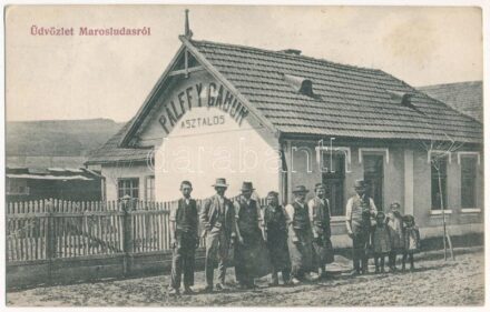 1912 Marosludas, Ludosul de Mures, Ludus; Pálffy Gábor asztalos üzlete és műhelye. Glück József kiadása / carpentry workshop and shop