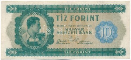 1946. 10Ft 'A 124 062685' T:III / Hungary 1946. 10 Forint 'A 124 062685' C:F Adamo F1