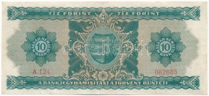 1946. 10Ft 'A 124 062685' T:III / Hungary 1946. 10 Forint 'A 124 062685' C:F Adamo F1 - Image 2