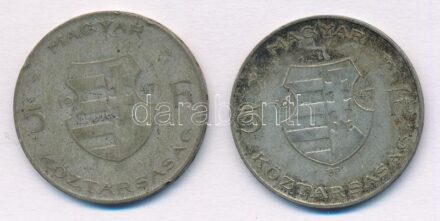 1947. 5Ft Ag 'Kossuth' (2x) T:3 patina Adamo F8.1