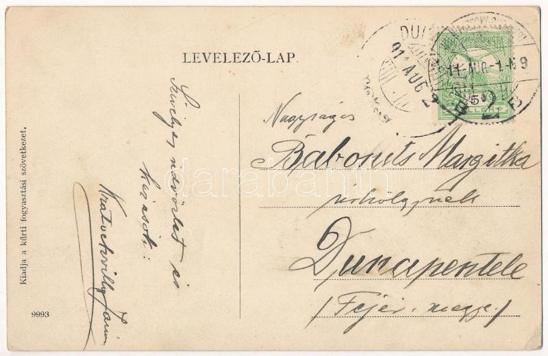 1911 Kürt, Kürth, Strekov; utca, templom / street, church (EK) - Image 2