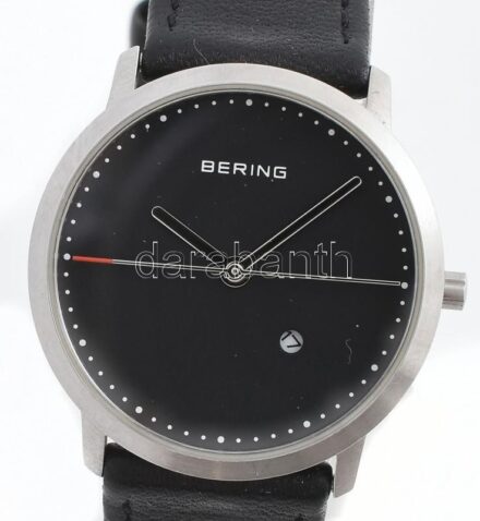Bering férfi quartz karóra, bőr szíjjal, elemcsere szükséges, d:33mm