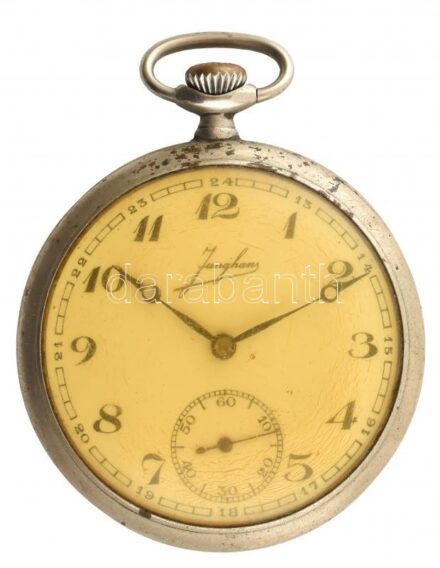 Junghans zsebóra. Fém tokos, plexi elszíneződött de egyébként szép, működő állapotban d: 50 mm