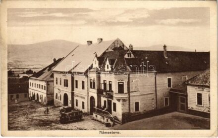 1931 Námesztó, Námestovo; Vendéglő és kávéház, autóbusz. Adolf Ferenc kiadása / Jedalna Kavarna, Hostinec / restaurant, cafe, autobus (EK)