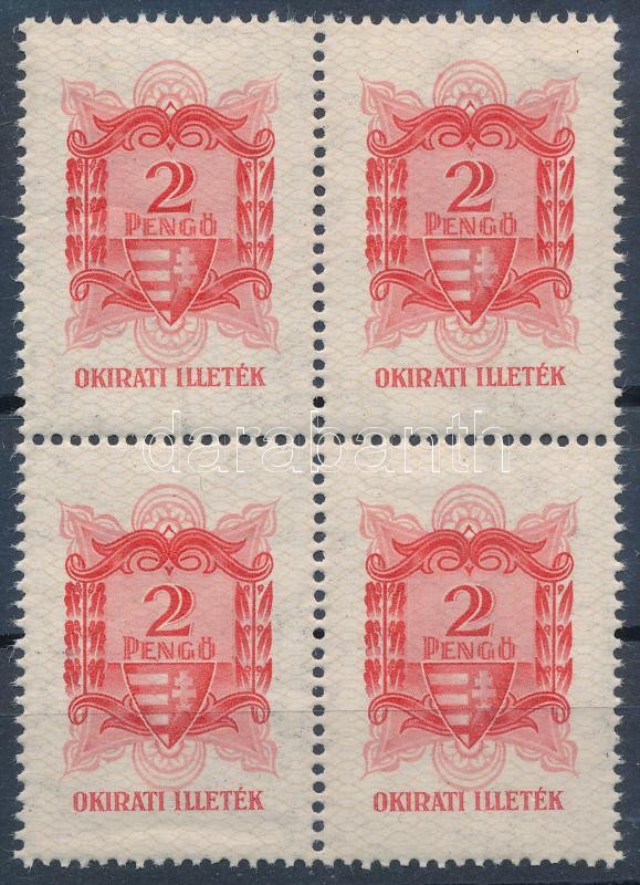 1945 2P okirati illetékbélyeg négyestömb