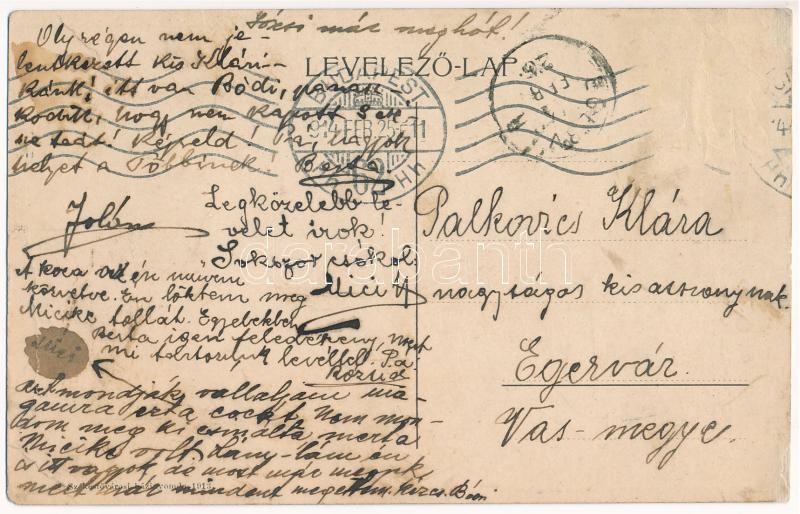 1914 Téli sport az Állatkertben. Budapest Székesfővárosi Állatkert reklámlapja, jégpálya, szánpálya, rodlipálya, jéglövölde. Székesfővárosi Házinyomda / Budapest zoo advertisement art postcard. Winter sport. litho (EK) - Image 2