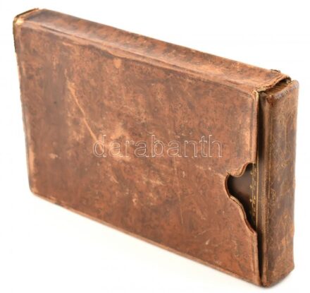 1818-1850 Rendkívül izgalmas régi emlékkönyv, benne számos magyar és német nyelvű bejegyzéssel, kézzel rajzolt és egy berakott színes illusztrációival. Aranyozott haránt-alakú egészbőr-kötésben, aranyozott lapélekkel, sérült