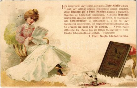 1902 Pesti Napló előfizetés ajándék Zichy Mihály albummal. reklám / Hungarian newspaper advertisement. Kosmos litho s: Hegedűs Geiger R. (EM)