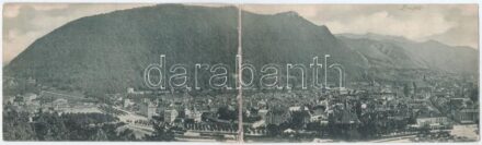 Brassó, Kronstadt, Brasov; kihajtható panorámalap városi vasúttal / folding panoramacard with urban railway (r)