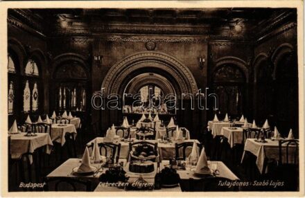 Budapest VII. Debreczen étterem, belső. Tulajdonos Szabó Lajos. Rákóczi út 88.