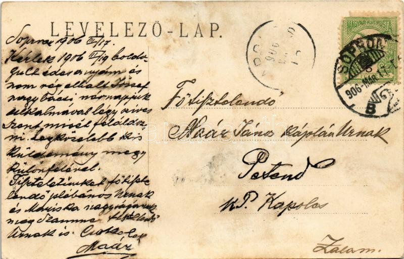 1906 Bánfalva, Sopronbánfalva, Wandorf; Kármeliták zárdája, lovasszekér, dohány és bélyeg eladás, bor üzlet (fl) - Image 2