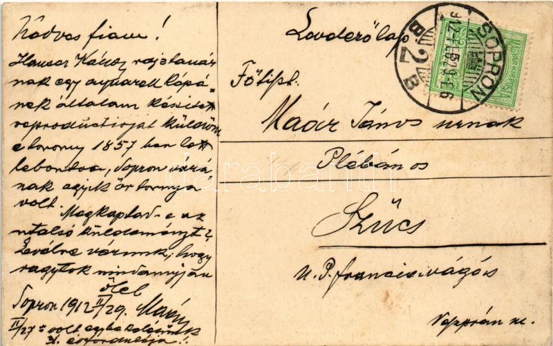 1912 Sopron, A Templom utcai izraelita imaház (zsinagóga) helyén állott 'Brückl' torony s: Hauser Károly - Image 2