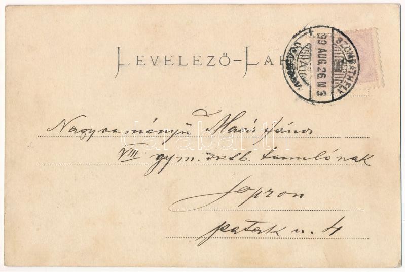 1899 (Vorläufer) Sopron, Brennbergbánya, Florian Tömer vendéglője / Gasthaus. F. Schöler Art Nouveau, floral - Image 2