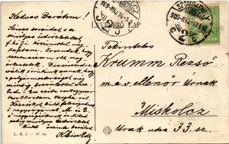 1909 Szombathely, Száll Kálmán Kávéház és utca, villamos, tejeskocsi, tricikli (EK) - Image 2