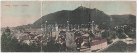 Brassó, Kronstadt, Brasov; 3-részes kihajtható panorámalap a zsinagógával / 3-tiled folding panoramacard with synagogue (fa)