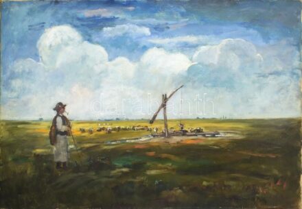 Iványi-Grünwald Béla műhelye: Juhász. Olaj, vászon, jelzett, 70×100 cm