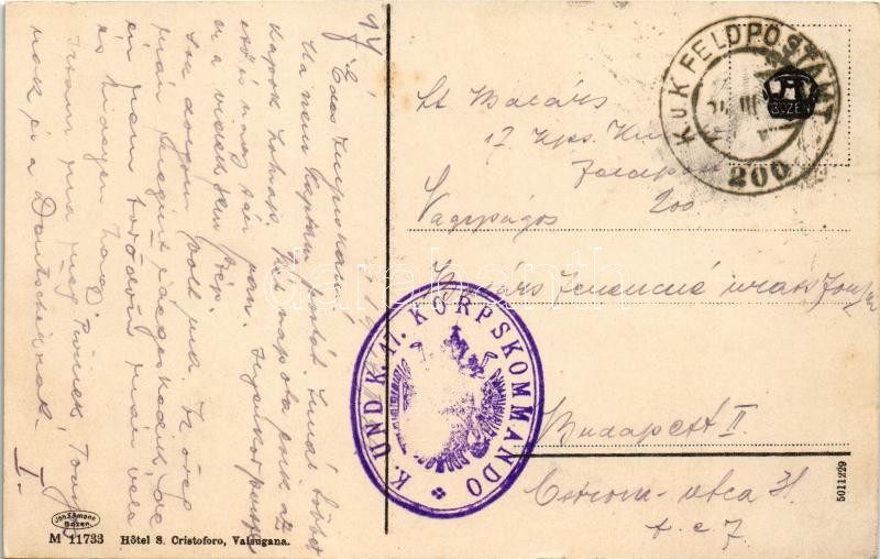 San Cristoforo, Badeanstalt am Caldonazzosee, Valsugana (Südtirol) / spa in Lago di Caldonazzo + 'K. und K. 17. Korpskommando' - Image 2