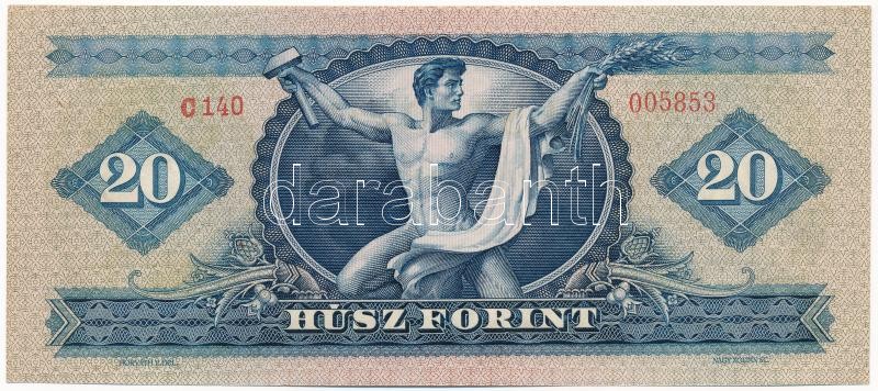 1957. 20Ft 'C 140 005853' T:I / Hungary 1957. 20 Forint 'C 140 005853' C:UNC Adamo F11 - Image 2