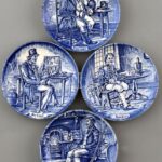 Angol Wedgwood poháralátét 4 db, jelzett, mázrepedésekkel. d:10,5cm