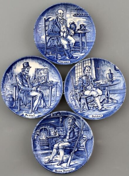 Angol Wedgwood poháralátét 4 db, jelzett, mázrepedésekkel. d:10,5cm