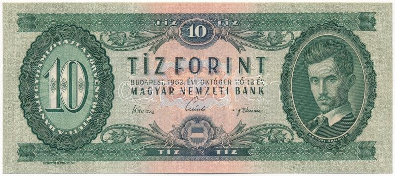 1962. 10Ft 'A 333 056876' T:I / Hungary 1962. 10 Forint 'A 333 056876' C:UNC Adamo F6
