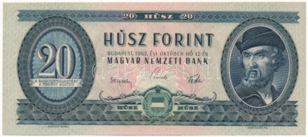 1962. 20Ft 'C 198 082754' T:I / Hungary 1962. 20 Forint 'C 198 082754' C:UNC Adamo F13