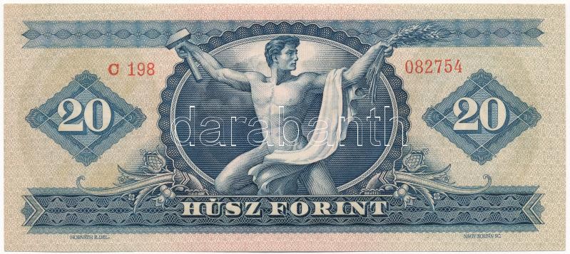 1962. 20Ft 'C 198 082754' T:I / Hungary 1962. 20 Forint 'C 198 082754' C:UNC Adamo F13 - Image 2