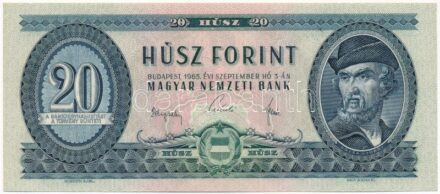 1965. 20Ft 'C 253 087171' T:I / Hungary 1965. 20 Forint 'C 253 087171' C:UNC Adamo F14