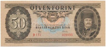 1965. 50Ft 'D 113 028995' T:I / Hungary 1965. 50 Forint 'D 113 028995' C:UNC Adamo F19