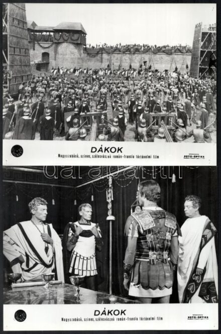 1967 ,,Dákok' című román-francia film jelenetei és szereplői, 13 db vintage produkciós filmfotó, a film illusztrált magyar plakátját külön tételben ld. a plakátok között, 18x24 cm