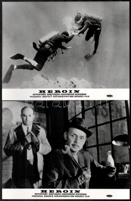 1968 ,,Heroin' című NDK film jelenetei és szereplői, 13 db vintage produkciós filmfotó, a film illusztrált magyar plakátját külön tételben ld. a plakátok között, 18x24 cm