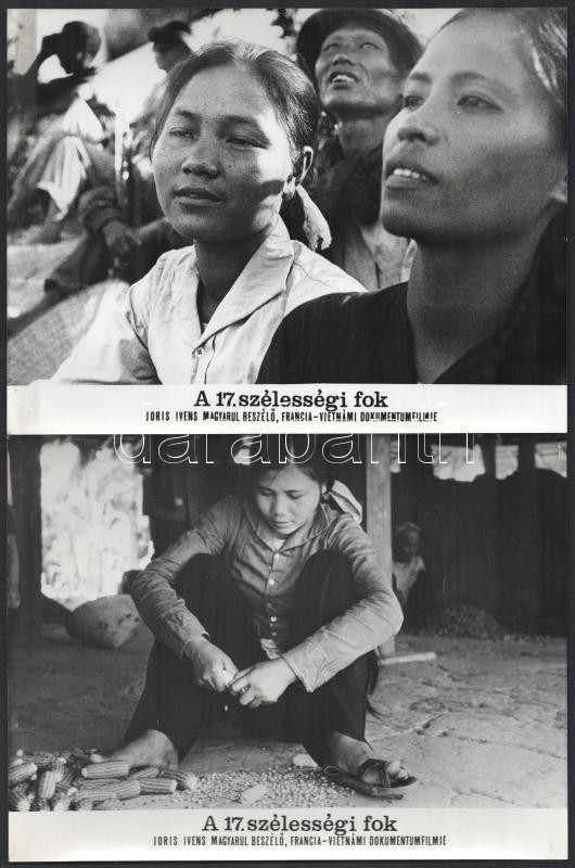 ,,A 17. szélességi fok' című francia-vietnámi dokumentumfilm helyszíne és szereplői, 9 db vintage produkciós filmfotó, a film illusztrált magyar plakátját külön tételben ld. a plakátok között, 18x24 cm - Image 3