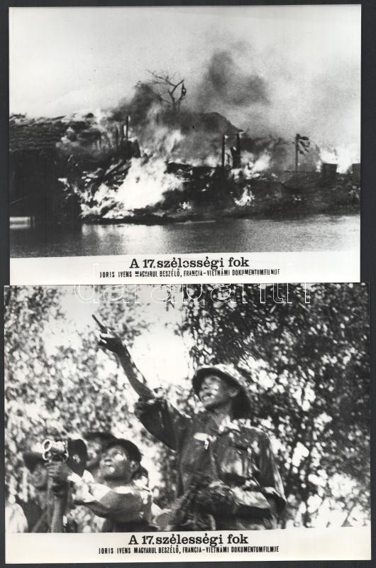 ,,A 17. szélességi fok' című francia-vietnámi dokumentumfilm helyszíne és szereplői, 9 db vintage produkciós filmfotó, a film illusztrált magyar plakátját külön tételben ld. a plakátok között, 18x24 cm - Image 4