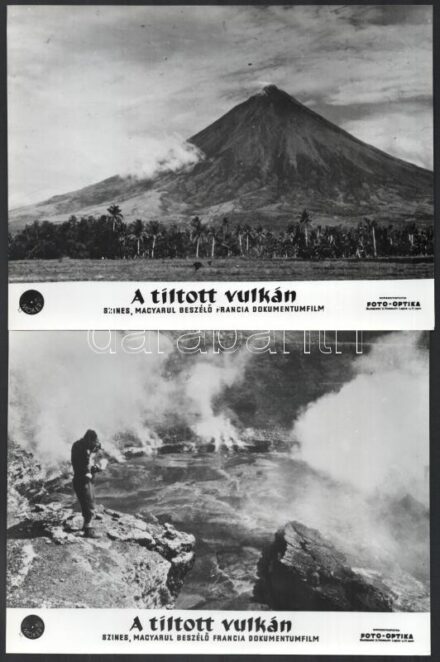 1966 ,,A tiltott vulkán' című francia dokumentumfilm helyszíne és szereplői, 13 db vintage produkciós filmfotó, a film illusztrált magyar plakátját külön tételben ld. a plakátok között, 18x24 cm