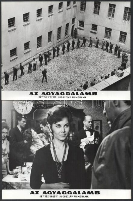 1967 ,,Az agyaggalamb' című jugoszláv film jelenetei és szereplői, 13 db vintage produkciós filmfotó, a film illusztrált magyar plakátját külön tételben ld. a plakátok között, 18x24 cm