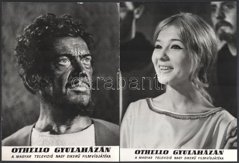1967 ,,Othello Gyulaházán' című magyar film jelenetei és szereplői (Köztük Básti Lajos, Törőcsik Mari), 13 db vintage produkciós filmfotó, a film szöveges, magyar, nagy plakátját külön tételben ld. a plakátok között, 18x24 cm