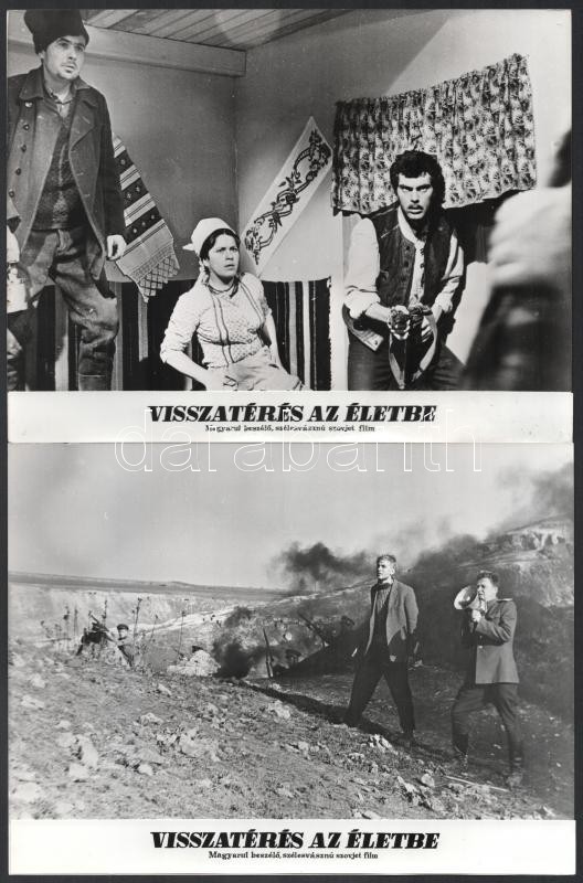 1968 ,,Visszatérés az életbe' című szovjet film jelenetei és szereplői, 13 db vintage produkciós filmfotó, a film illusztrált magyar plakátját külön tételben ld. a plakátok között, 18x24 cm