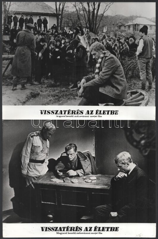 1968 ,,Visszatérés az életbe' című szovjet film jelenetei és szereplői, 13 db vintage produkciós filmfotó, a film illusztrált magyar plakátját külön tételben ld. a plakátok között, 18x24 cm - Image 4