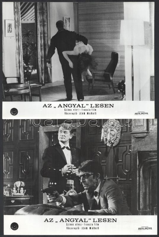1966 ,,Az Angyal lesen' című francia film jelenetei és szereplői (köztük Jean Marais főszereplő), 13 db vintage produkciós filmfotó, a film illusztrált magyar plakátját külön tételben ld. a plakátok között, 18x24 cm - Image 4
