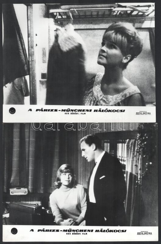 cca 1966 ,,A Párizs-Müncheni hálókocsi' című NDK film jelenetei és szereplői, 17 db vintage produkciós filmfotó, ezüstzselatinos fotópapíron, 18x24 cm - Image 2