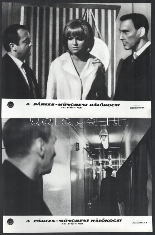 cca 1966 ,,A Párizs-Müncheni hálókocsi' című NDK film jelenetei és szereplői, 17 db vintage produkciós filmfotó, ezüstzselatinos fotópapíron, 18x24 cm - Image 4