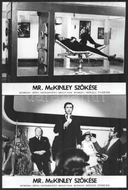 1977 ,,Mr. McKinley szökése' című szovjet tudományos-fantasztikus film jelenetei és szereplői, 17 db vintage produkciós filmfotó, ezüstzselatinos fotópapíron, 18x24 cm