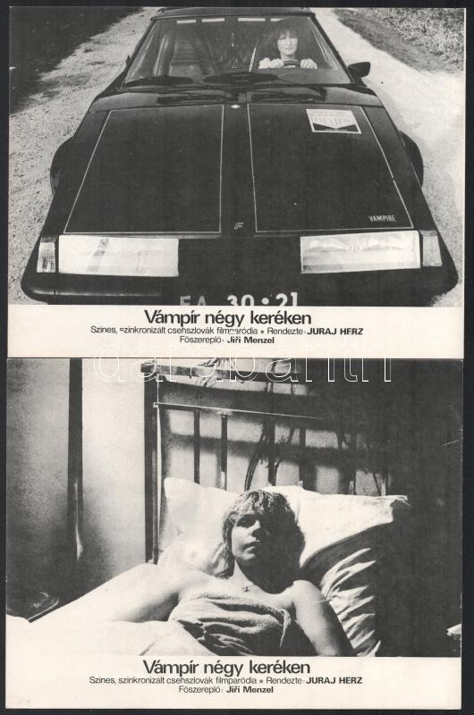 1977 ,,Vámpír négy keréken' című csehszlovák film jelenetei és szereplői, 12 db vintage produkciós filmfotó ofszet eljárással, egyoldalasan, kartonra nyomtatva, 18x24 cm - Image 2