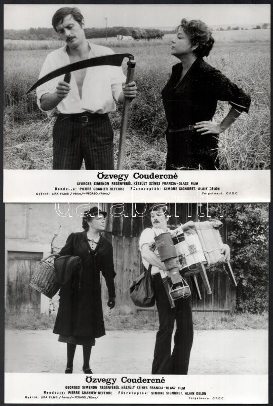 1971 ,,Özvegy Coudercné' című francia-olasz film jelenetei és szereplői (köztük Alain Delon), 7 db vintage produkciós filmfotó, 18x24 cm - Image 3